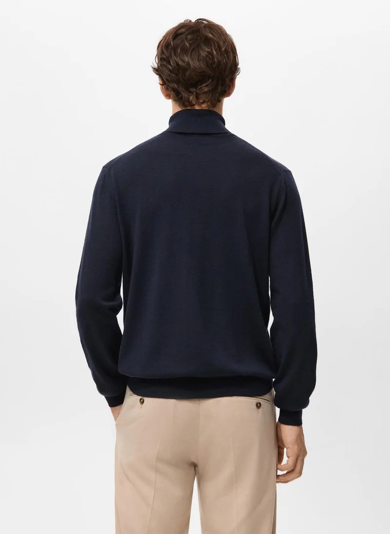مانجو مان 100% merino wool roll neck jumper